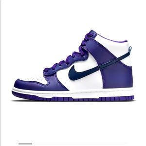 purple and white brand new high nike dunks. got wrong size so selling